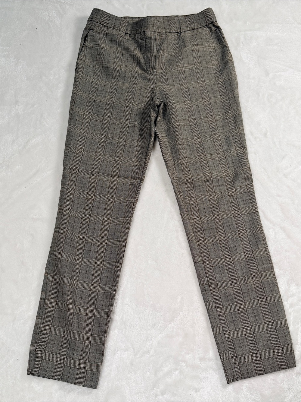 Women’s pull on Classic Gray Plaid Dress Pants,preppy academia,